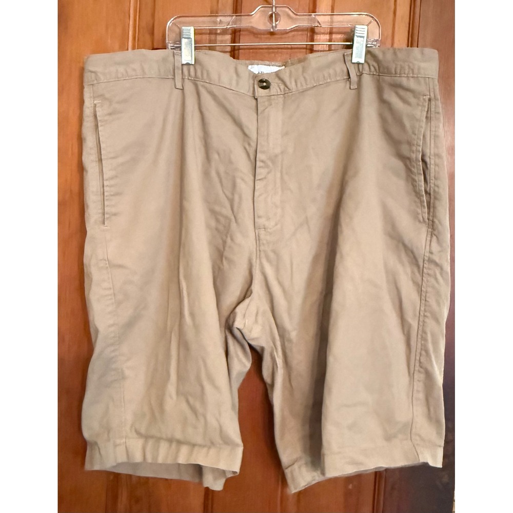 Saddlebred Mens Khaki Chino Shorts Tan Stretch Flat Front 40W